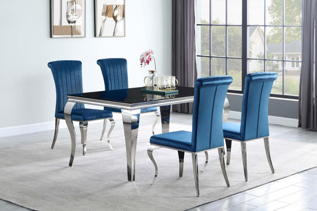 Betty Teal/Chrome Upholstered Side Chairs, Set of 4