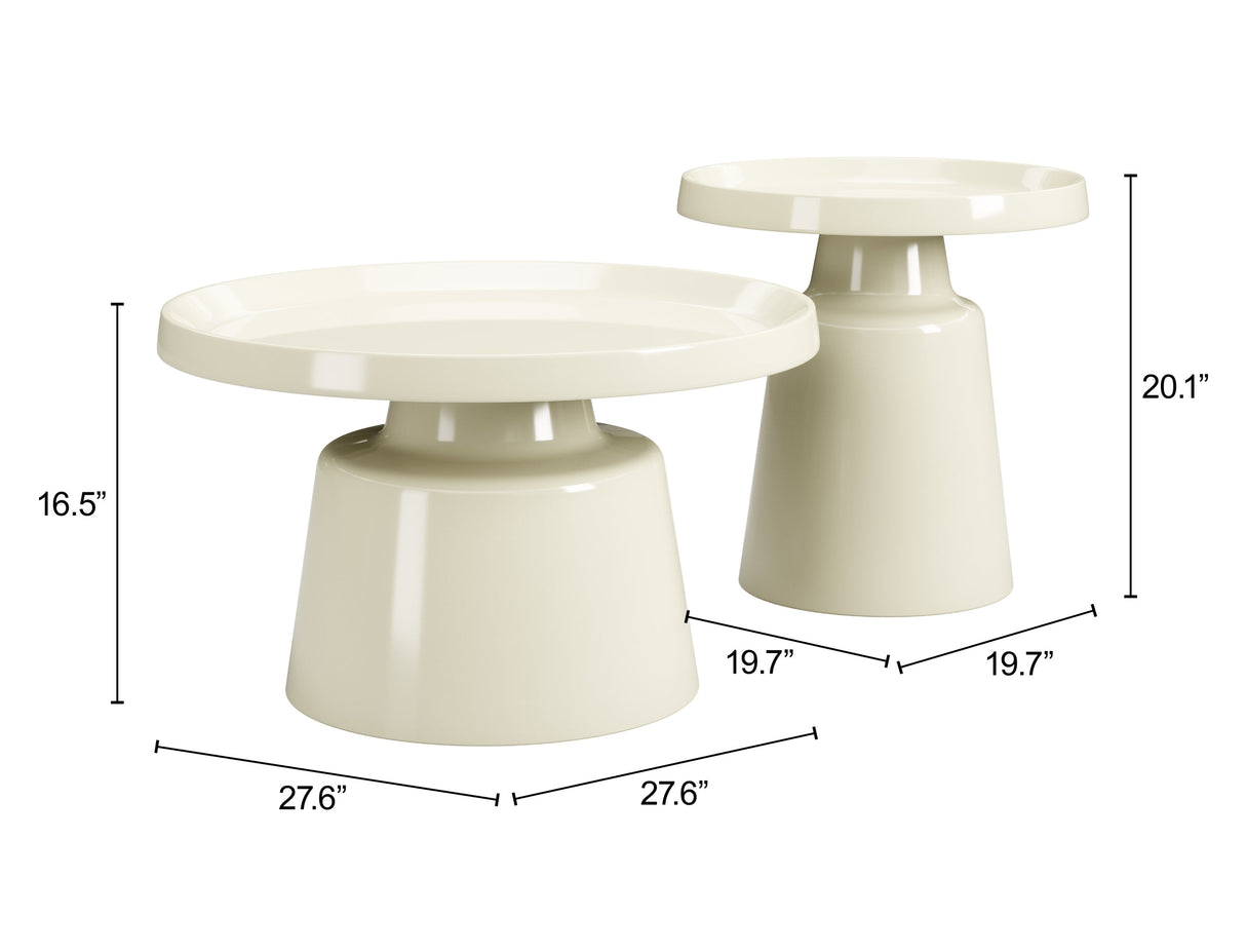 Beurre Ivory Coffee Table Set (2-Piece) by Zuomod at Eve Furniture