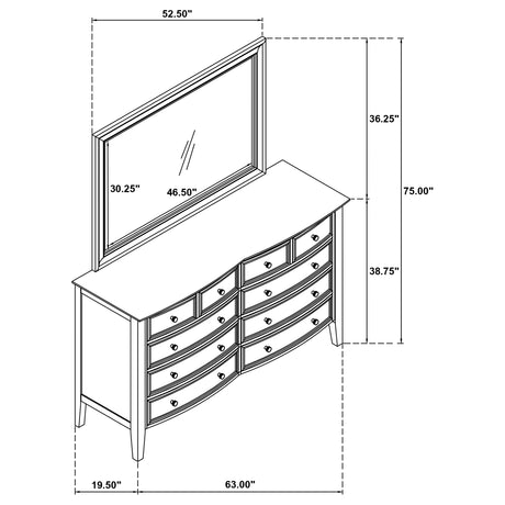 Bexhill White 10-drawer Dresser and Mirror by Coaster at Eve Furniture