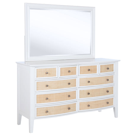 Bexhill White 10-drawer Dresser and Mirror by Coaster at Eve Furniture