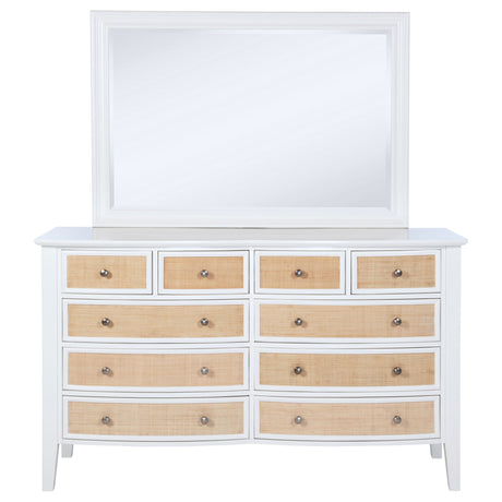 Bexhill White 10-drawer Dresser and Mirror by Coaster at Eve Furniture