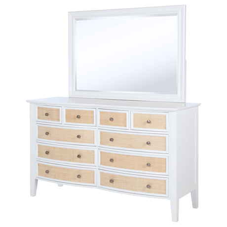 Bexhill White 10-drawer Dresser and Mirror by Coaster at Eve Furniture