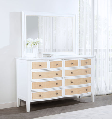 Bexhill White 10-drawer Dresser and Mirror by Coaster at Eve Furniture