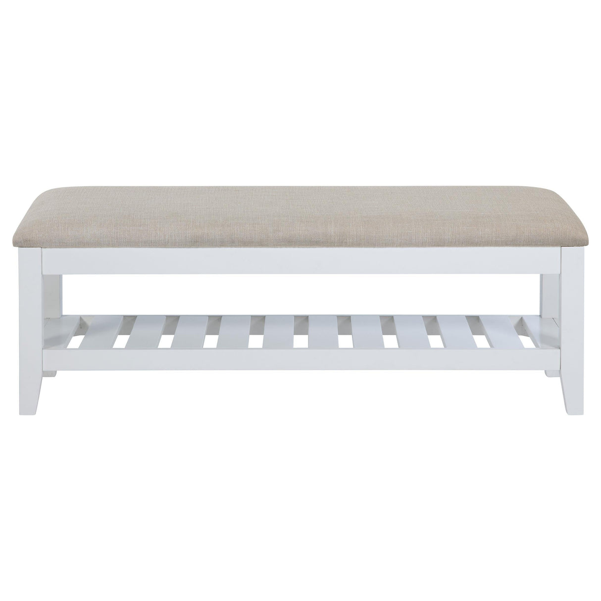 Bexhill White Upholstered Bench with Shelf by Coaster at Eve Furniture