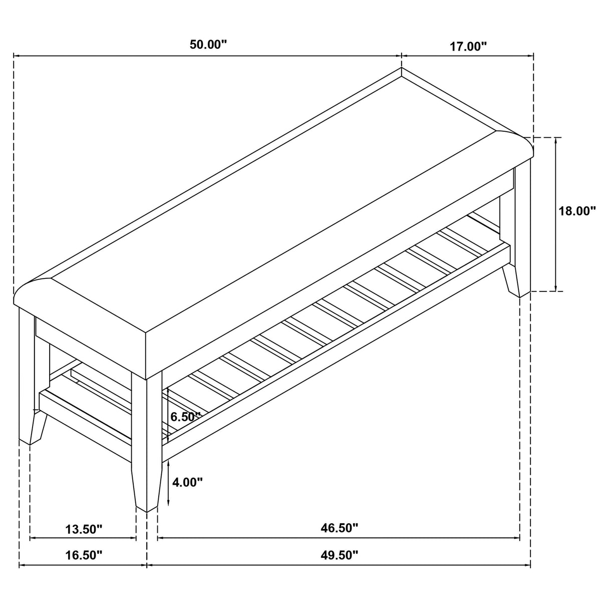 Bexhill White Upholstered Bench with Shelf by Coaster at Eve Furniture