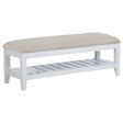Bexhill White Upholstered Bench with Shelf by Coaster at Eve Furniture