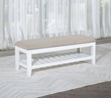 Bexhill White Upholstered Bench with Shelf by Coaster at Eve Furniture