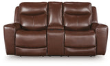 Bexhurst Mahogany Power Reclining Loveseat with Console