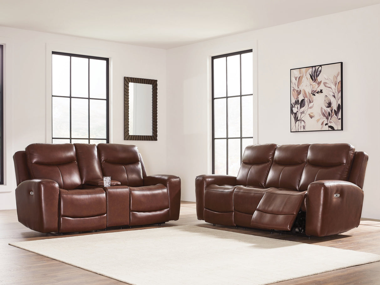 Bexhurst Mahogany Power Reclining Sofa and Loveseat