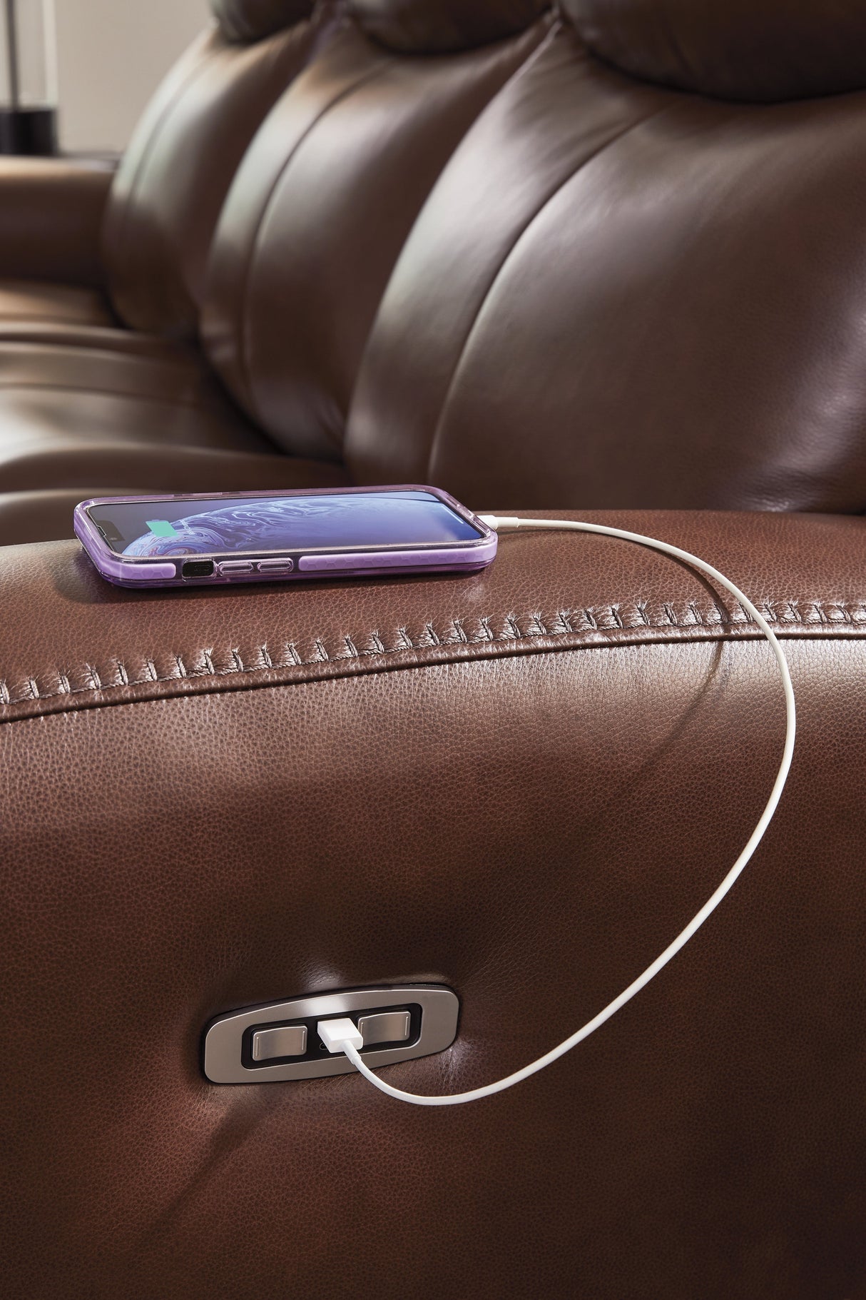 Bexhurst Mahogany Power Reclining Sofa and Loveseat