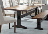 Bexley Natural Honey/Espresso Live Edge Trestle Dining Table