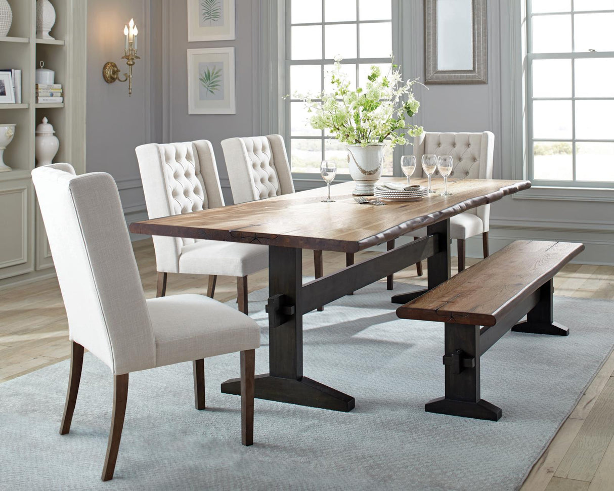 Bexley Natural Honey/Espresso 5-Piece Rectangular Live Edge Dining Set