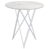 Bexter Faux Marble Round Top Bar Table White and Chrome