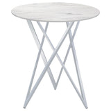 Bexter Faux Marble Round Top Bar Table White and Chrome by Coaster at Eve Furniture