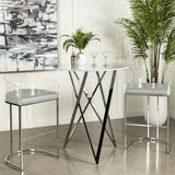 Bexter Faux Marble Round Top Bar Table White and Chrome by Coaster at Eve Furniture