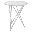 Bexter Faux Marble Round Top Bar Table White and Chrome by Coaster at Eve Furniture