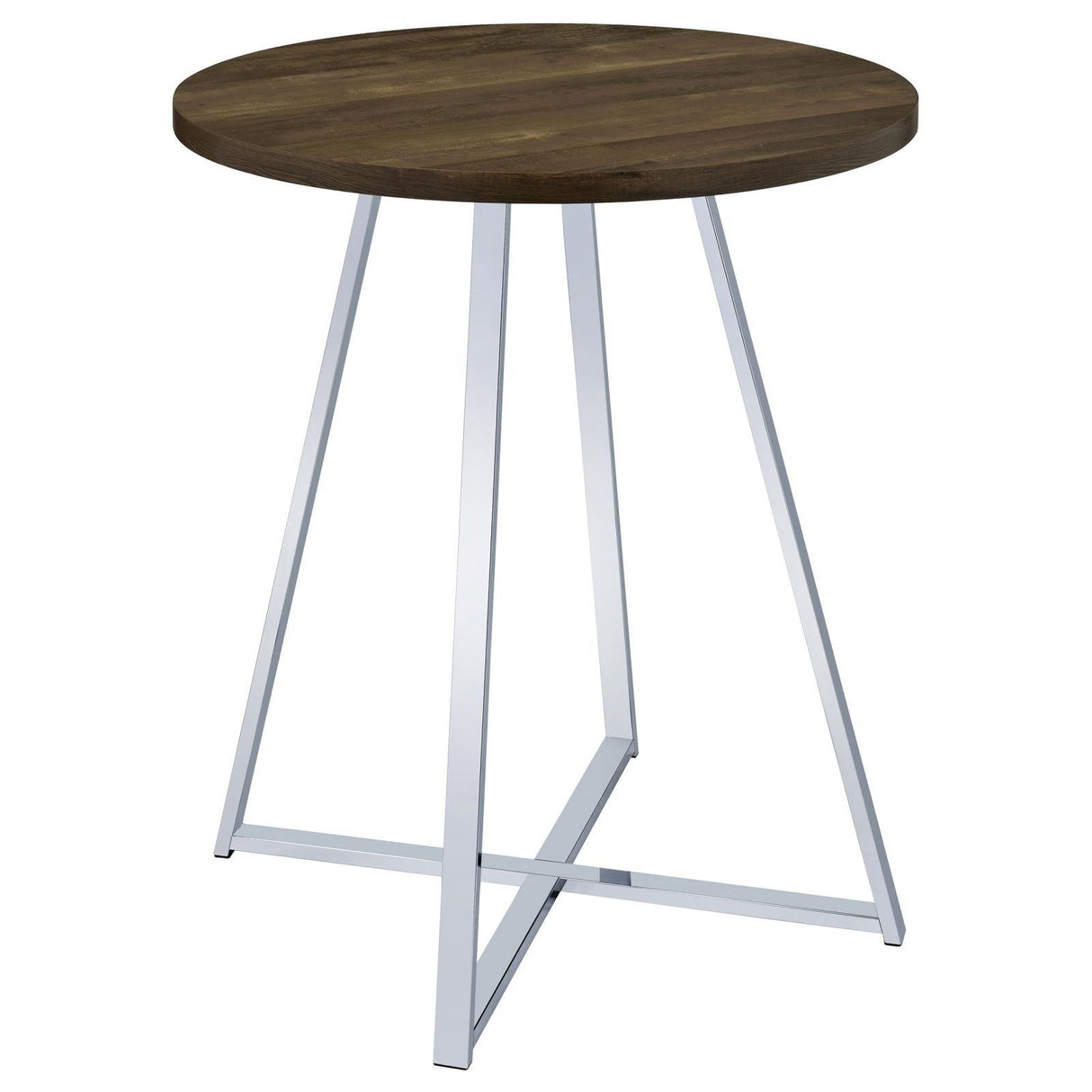 Bexter White/Chrome Faux Marble Round Top Bar Table by Coaster at Eve Furniture