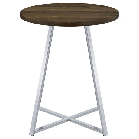 Bexter White/Chrome Faux Marble Round Top Bar Table by Coaster at Eve Furniture