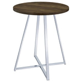 Bexter White/Chrome Faux Marble Round Top Bar Table by Coaster at Eve Furniture