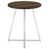 Bexter White/Chrome Faux Marble Round Top Bar Table by Coaster at Eve Furniture