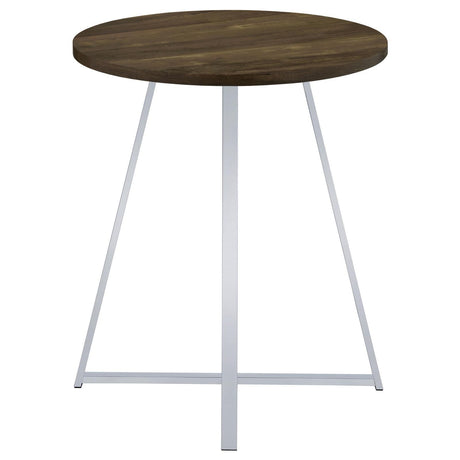 Bexter White/Chrome Faux Marble Round Top Bar Table by Coaster at Eve Furniture