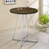 Bexter White/Chrome Faux Marble Round Top Bar Table by Coaster at Eve Furniture