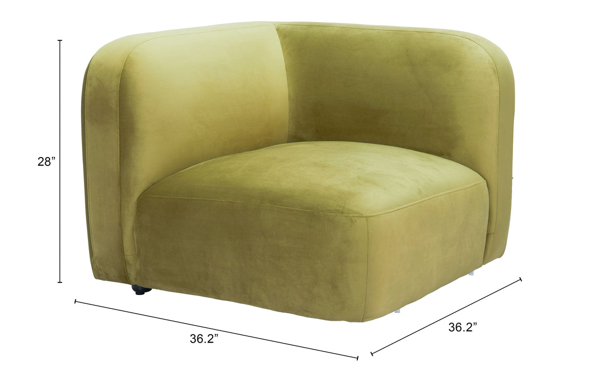 Biak Green Corner Chair by Zuomod at Eve Furniture