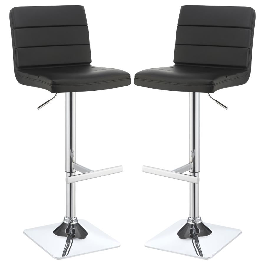 Bianca Black/Chrome Upholstered Adjustable Bar Stools, Set of 2 by Coaster at Eve Furniture