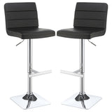 Bianca Black/Chrome Upholstered Adjustable Bar Stools, Set of 2 by Coaster at Eve Furniture