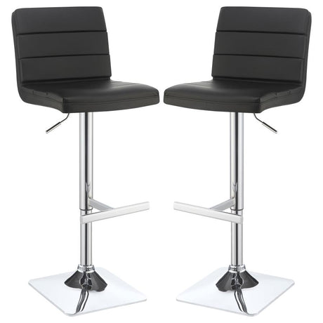 Bianca Black/Chrome Upholstered Adjustable Bar Stools, Set of 2 by Coaster at Eve Furniture