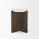 Bianca Dark Brown Wood w/ Marble Round Accent Table by Mercana at Eve Furniture