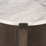 Bianca Dark Brown Wood w/ Marble Round Accent Table by Mercana at Eve Furniture