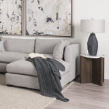 Bianca Dark Brown Wood w/ Marble Round Accent Table by Mercana at Eve Furniture