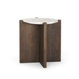 Bianca Dark Brown Wood w/ Marble Round Accent Table by Mercana at Eve Furniture