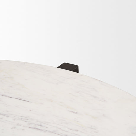 Bianca Dark Brown Wood w/ Marble Round Top Coffee Table by Mercana at Eve Furniture