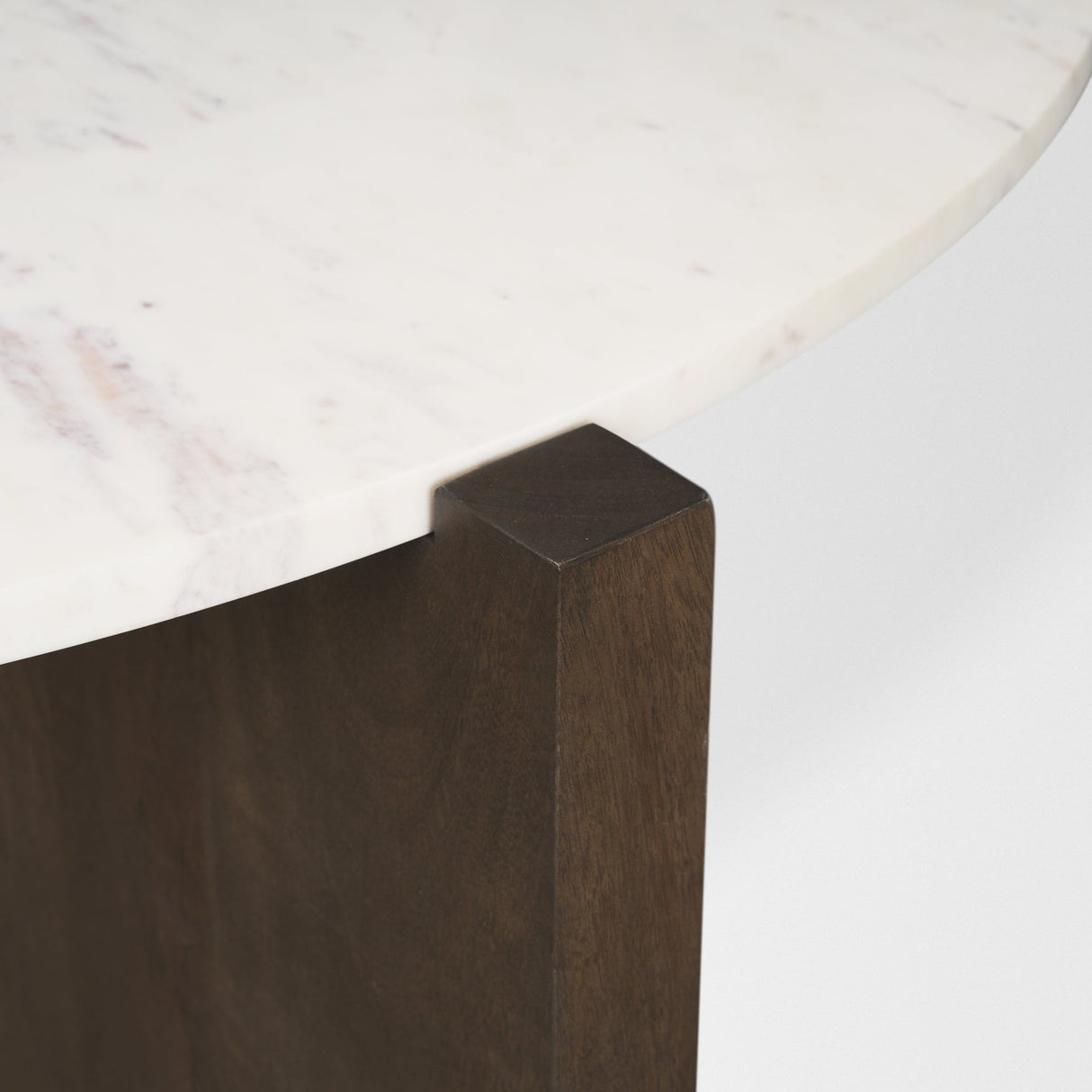 Bianca Dark Brown Wood w/ Marble Round Top Coffee Table by Mercana at Eve Furniture