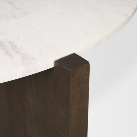 Bianca Dark Brown Wood w/ Marble Round Top Coffee Table by Mercana at Eve Furniture