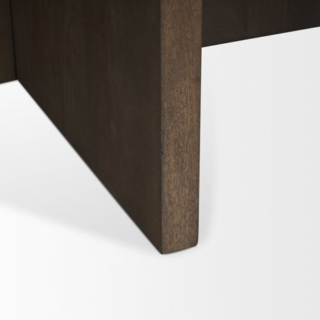 Bianca Dark Brown Wood w/ Marble Round Top Coffee Table by Mercana at Eve Furniture