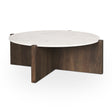 Bianca Dark Brown Wood w/ Marble Round Top Coffee Table by Mercana at Eve Furniture