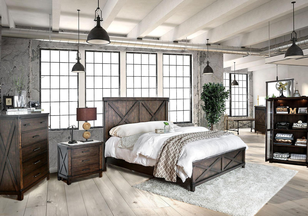 Bianca Dark Walnut King Bed by Furniture of America at Eve Furniture