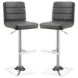 Bianca Gray/Chrome Upholstered Adjustable Bar Stools, Set of 2 by Coaster at Eve Furniture