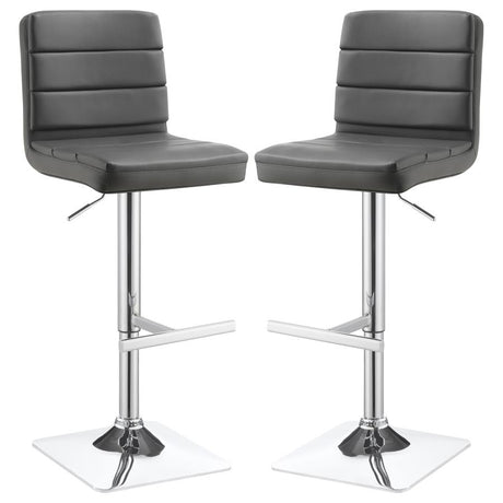 Bianca Gray/Chrome Upholstered Adjustable Bar Stools, Set of 2 by Coaster at Eve Furniture