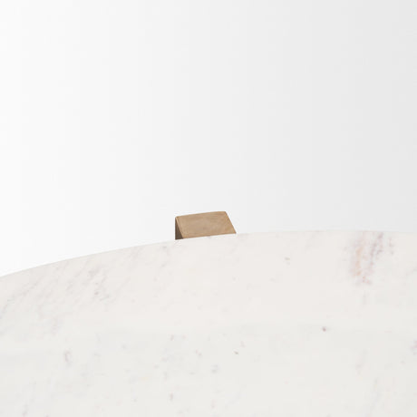 Bianca Light Brown Wood w/ Round Marble Top Coffee Table by Mercana at Eve Furniture