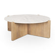 Bianca Light Brown Wood w/ Round Marble Top Coffee Table by Mercana at Eve Furniture