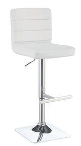 Bianca White/Chrome Upholstered Adjustable Bar Stools, Set of 2 by Coaster at Eve Furniture