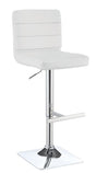 Bianca White/Chrome Upholstered Adjustable Bar Stools, Set of 2 by Coaster at Eve Furniture
