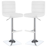 Bianca White/Chrome Upholstered Adjustable Bar Stools, Set of 2 by Coaster at Eve Furniture