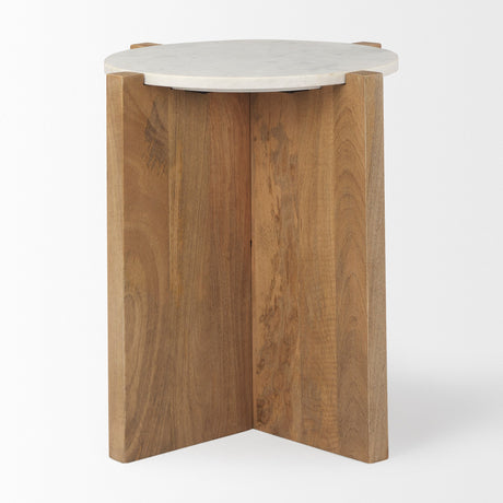 Bianca Wood and Marble Accent Table by Mercana at Eve Furniture