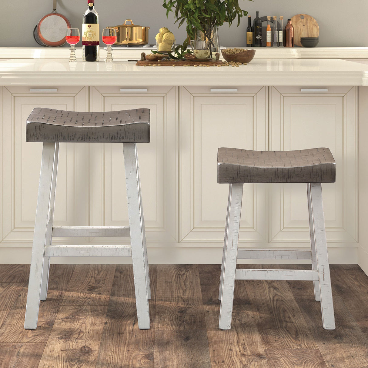 Biasca Gray/White 24" Stool by Furniture of America at Eve Furniture