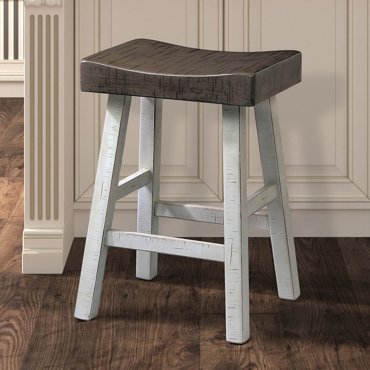 Biasca Gray/White 24" Stool by Furniture of America at Eve Furniture